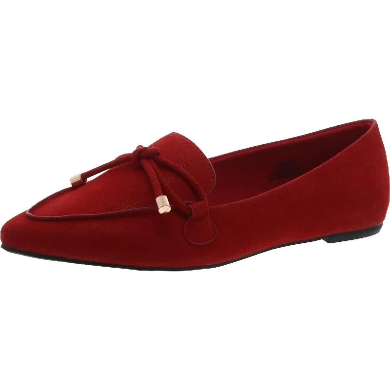 Flats for resort wear-Journee Collection Womens Bow Pointed Toe Flat Shoes