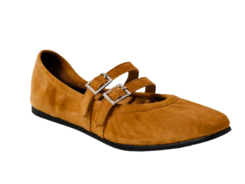 Flats for sleek design-Free People: Crystal Gemini Flat in Burnt Caramel Suede