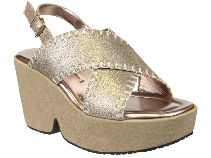 Sandals with airy padding-Naked Feet: TOFINO in GOLD Heeled Sandals