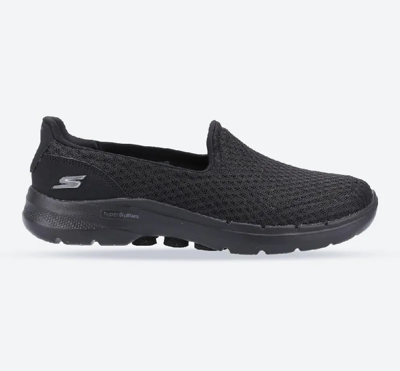 Athletic shoes with cashier fitnessWomen's Wide Fit Skechers 124508 Go Walk 6 Big Splash Sneakers - Black/Black