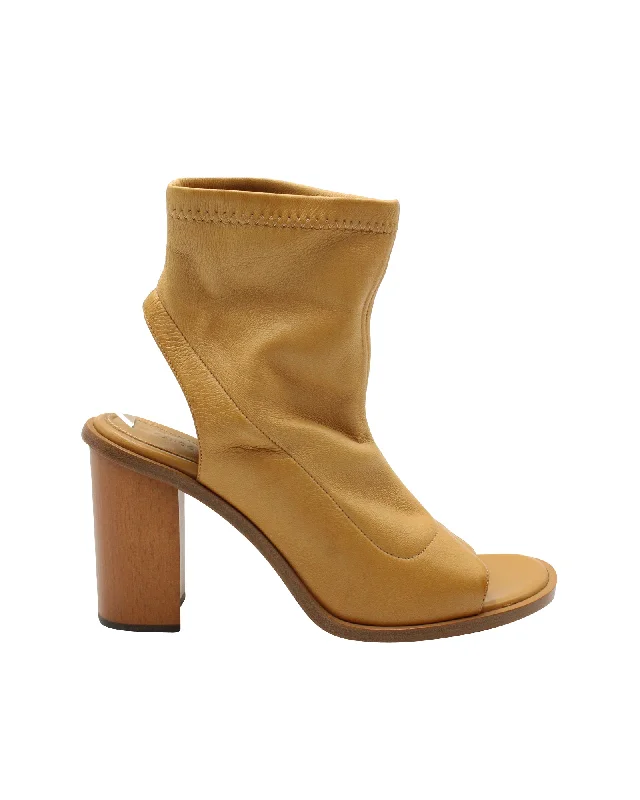 Chloe Cut-Out Ankle Length Boots in Brown Leather