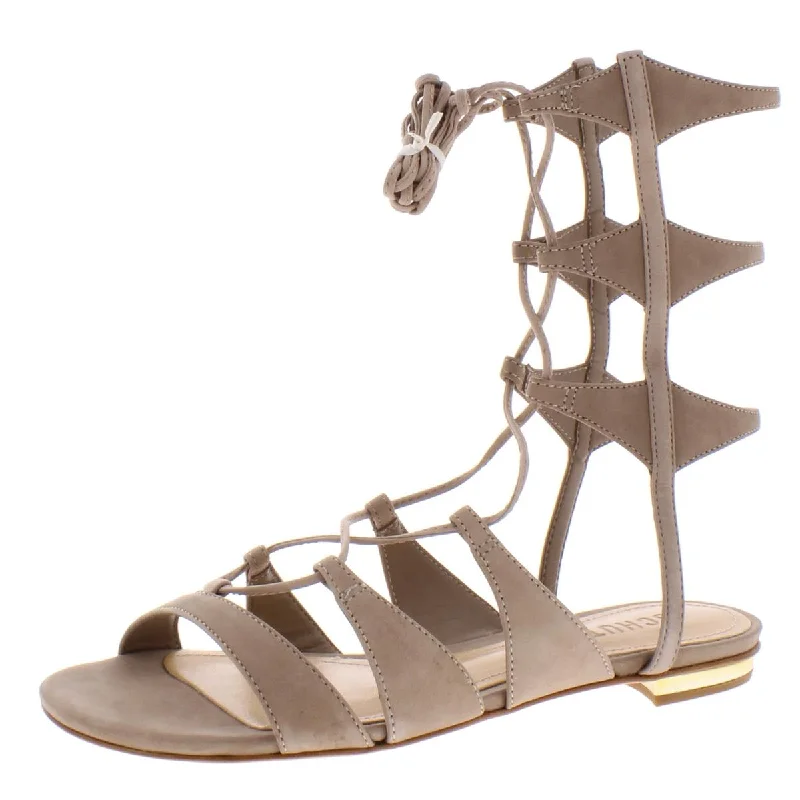 Sandals for beach lounging-Schutz Erlina Women's Suede Flat Gladiator Sandals